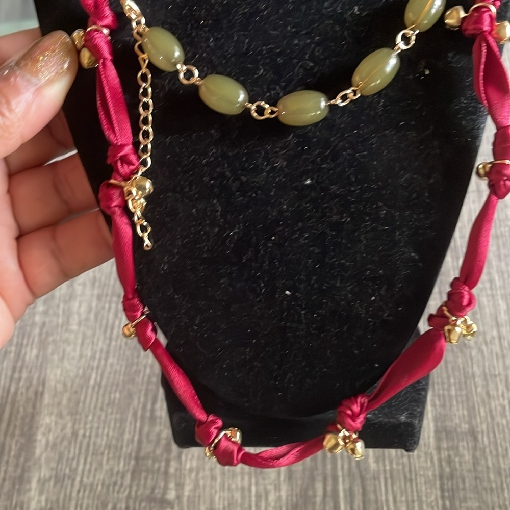 Green Beaded And Ribbon Necklaces - Picture 8 of 12